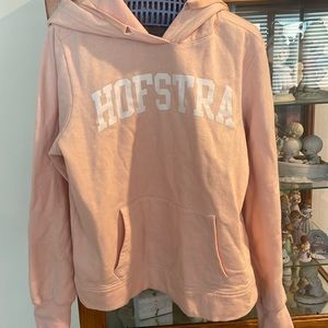 Hofstra hoodie sweatshirt. Color Peach. Size Large